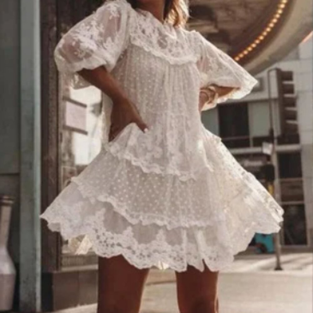 Free People SPELL & THE GYPSY Dawn Lace Mini Playdress